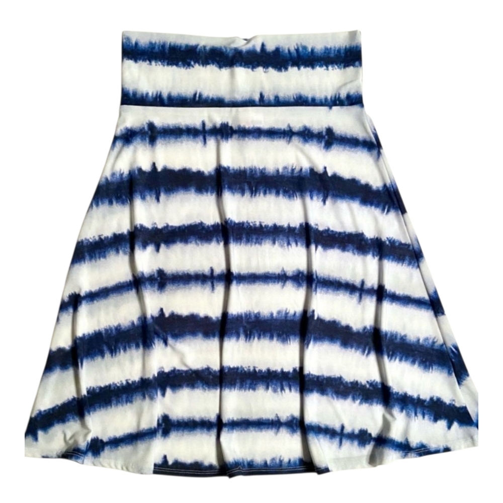 LuLaRoe Blue and White Tie Dye Azure A-Line Skirt